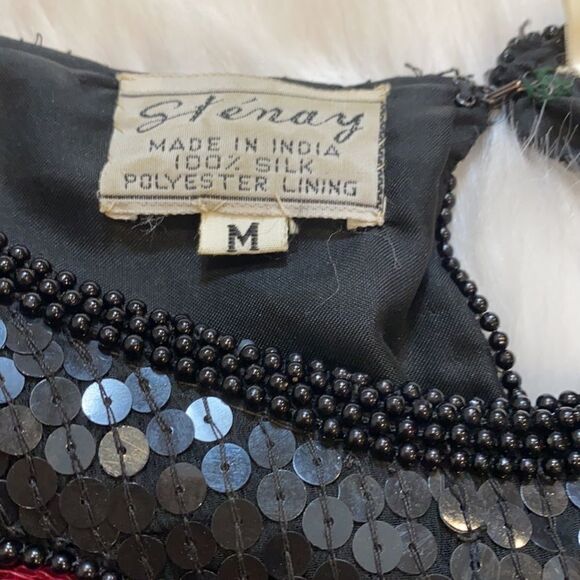 Stenay vintage silk floral sequined blouse, size M. - Picture 11 of 14